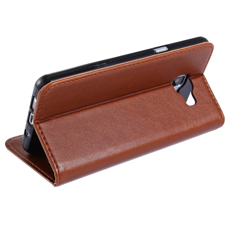 For Galaxy A5(2016) / A510 No Buckle and Magnetic Suction of Lambskin Texture Horizontal Flip Leather Case with Holder & Card Slots