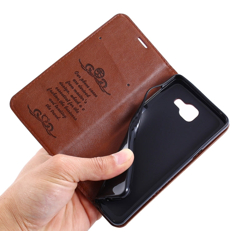 For Galaxy A5(2016) / A510 No Buckle and Magnetic Suction of Lambskin Texture Horizontal Flip Leather Case with Holder & Card Slots