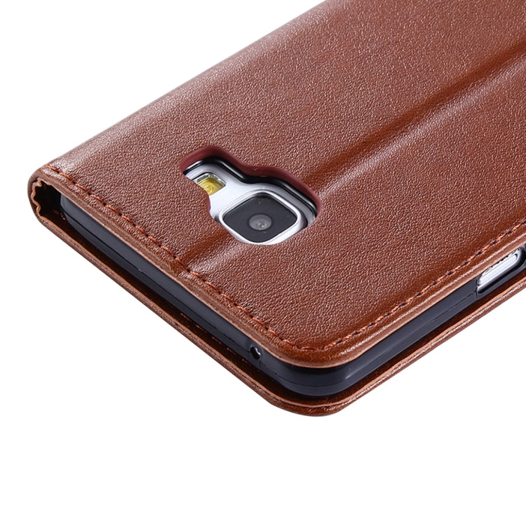 For Galaxy A5(2016) / A510 No Buckle and Magnetic Suction of Lambskin Texture Horizontal Flip Leather Case with Holder & Card Slots