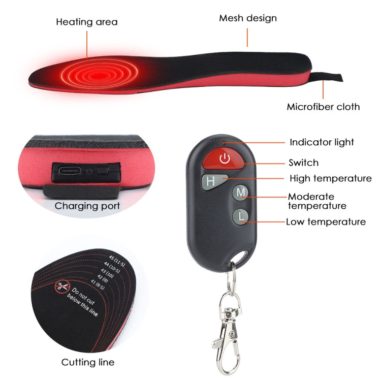 Rechargeable Electric Heating Insole Wireless Remote Control Smart Thermal Insole,Size:Medium(34-40 Size)