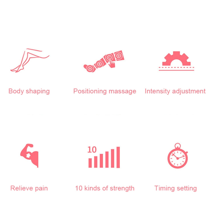 RD-M2857 4 in 1 Legs + Waist + Single Hand Airbag All-inclusive Intelligent Air Wave Pressure Massager with Host, Support Timing / Positioning Massage & 10 Kinds of Adjustable Force, US Plug or EU Plug(Pink)