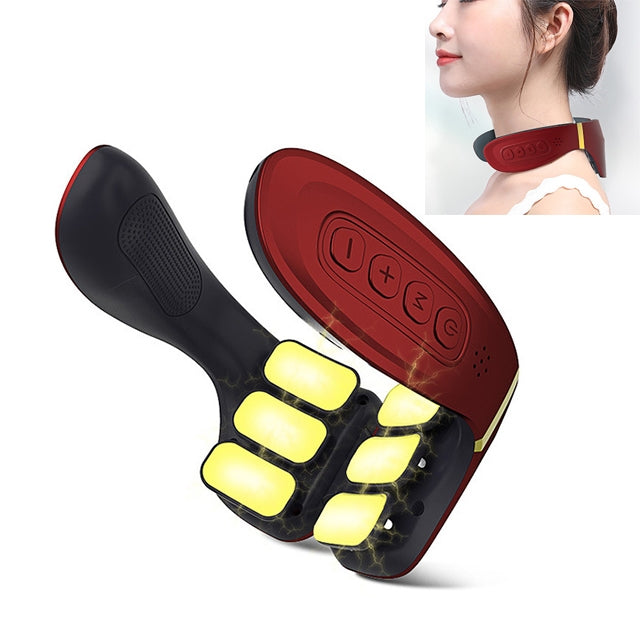 6-head Cervical Spine Shoulder Massager Electric Pulse Home Intelligent Neck Protector, Intelligent Voice Key Style