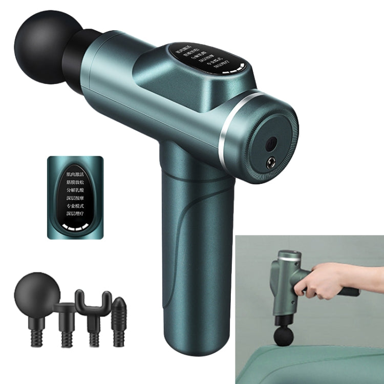 LCD USB Rechargeable Massager Body Massage Band Muscle Massager Relaxer, Style: 4 Massage Heads(Green)
