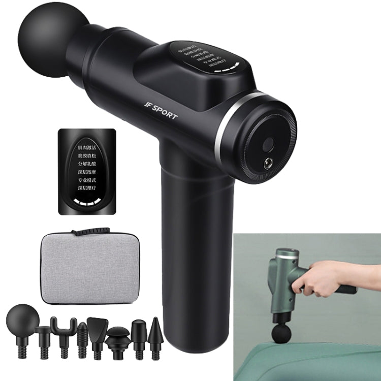 LCD USB Rechargeable Massager Body Massage Band Muscle Massager Relaxer, Style: 8 Massage Heads + Handbag (Black)