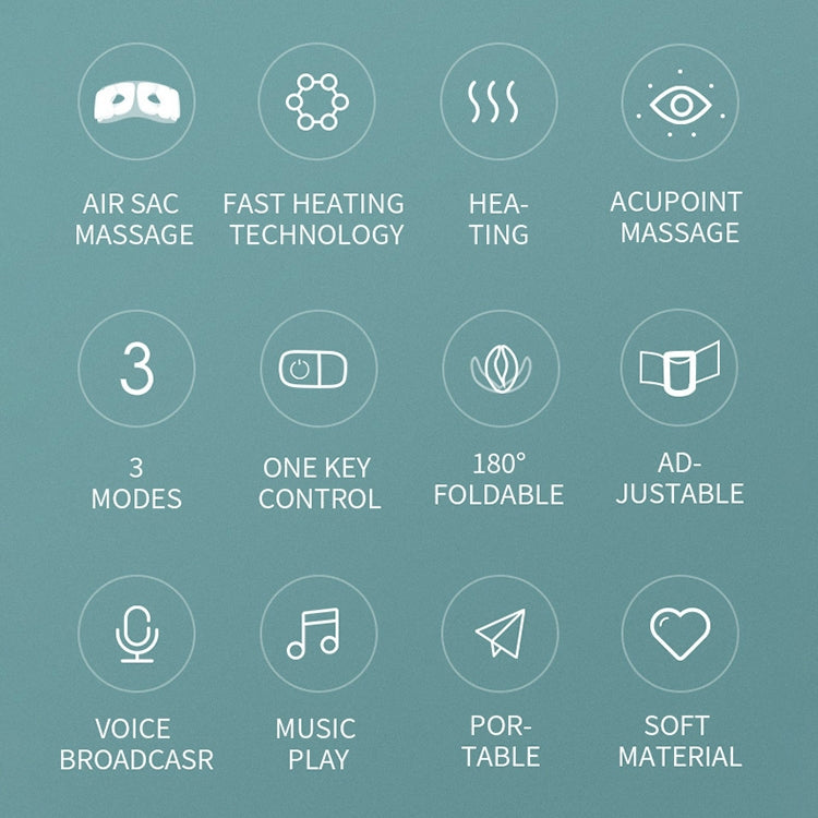 Y-08 5V 5W Bluetooth Multifunctional Eye Airbag Massager Wireless Smart Hot Compress Music Voice Eye Protector(White)