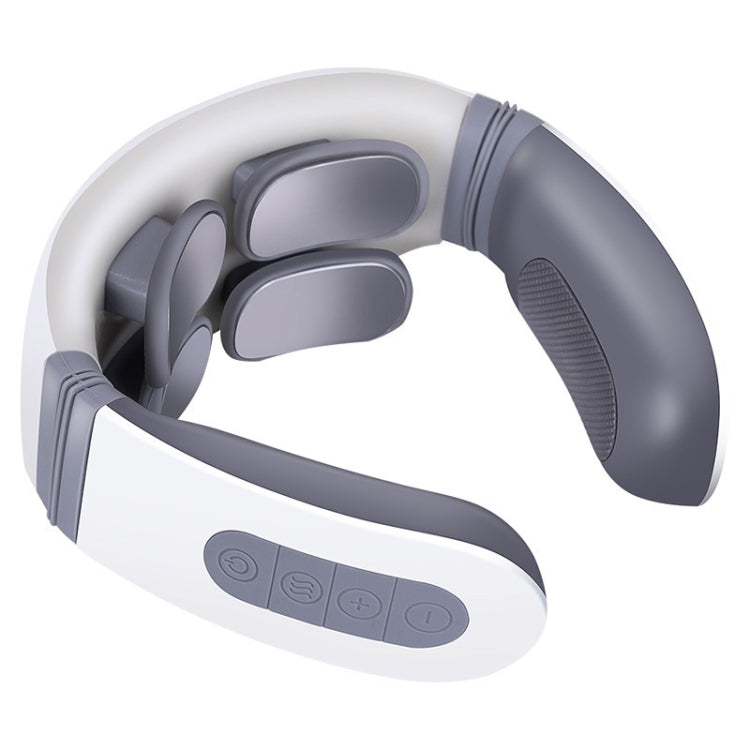 4-head Neck Protector Pulse Multifunctional Intelligent Cervical Massager Rechargeable Remote Control Version(White)