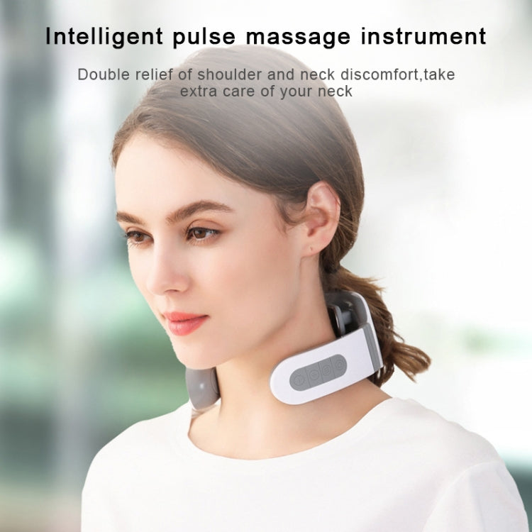 4-head Neck Protector Pulse Multifunctional Intelligent Cervical Massager Rechargeable Remote Control Version(White)