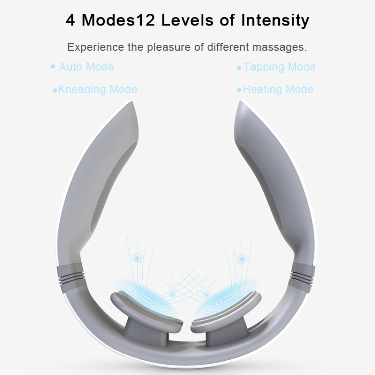 4-head Neck Protector Pulse Multifunctional Intelligent Cervical Massager Rechargeable Remote Control Version(White)