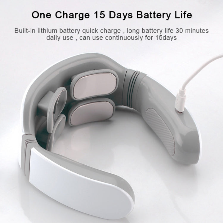 4-head Neck Protector Pulse Multifunctional Intelligent Cervical Massager Rechargeable Remote Control Version(White)