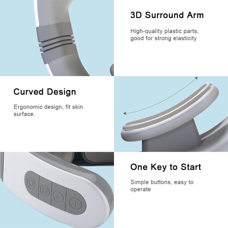 4-head Neck Protector Pulse Multifunctional Intelligent Cervical Massager Rechargeable Remote Control Version(White)