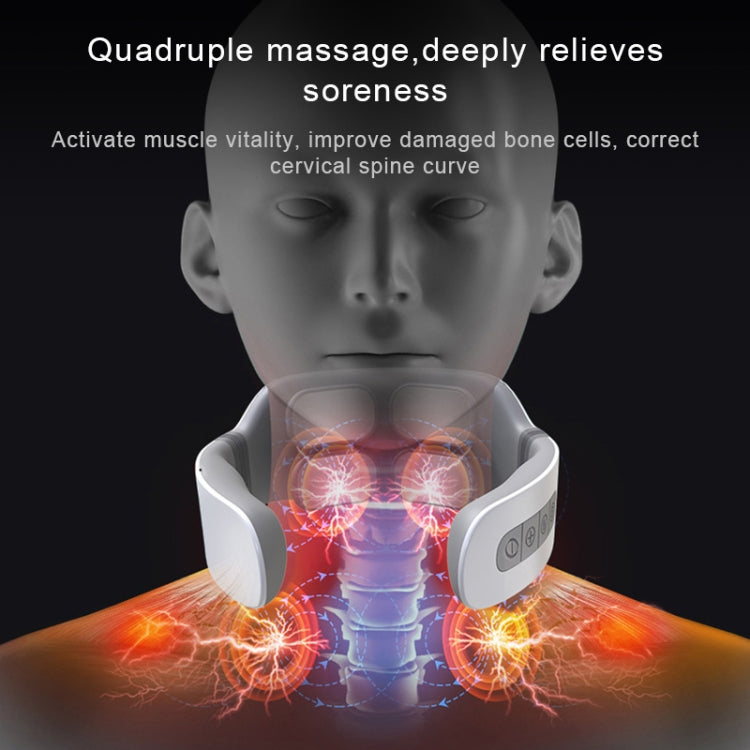 4-head Neck Protector Pulse Multifunctional Intelligent Cervical Massager Rechargeable Version(Blue)