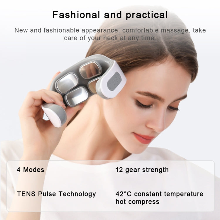 4-head Neck Protector Pulse Multifunctional Intelligent Cervical Massager Rechargeable Version(Blue)