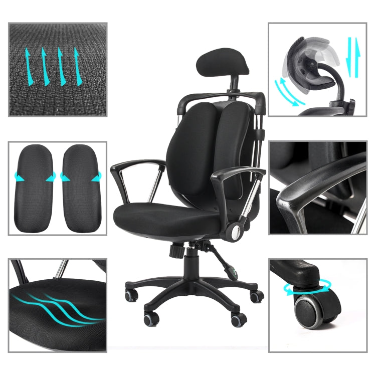 [US Warehouse] Ergonomic Office Chairs Computer High Back Swivel Chairs with Adjustable Headrest & Back Support(Black)