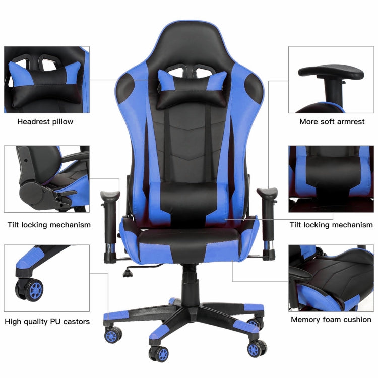 [US Warehouse] Office Chairs Computer High Back Swivel Chairs with Headrest & Back Support(Blue)