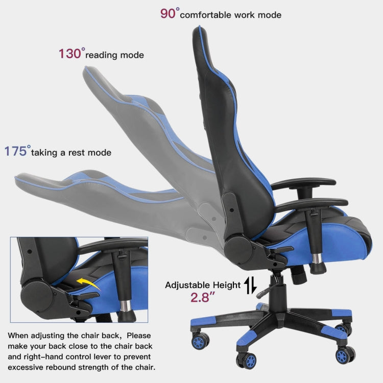 [US Warehouse] Office Chairs Computer High Back Swivel Chairs with Headrest & Back Support(Blue)