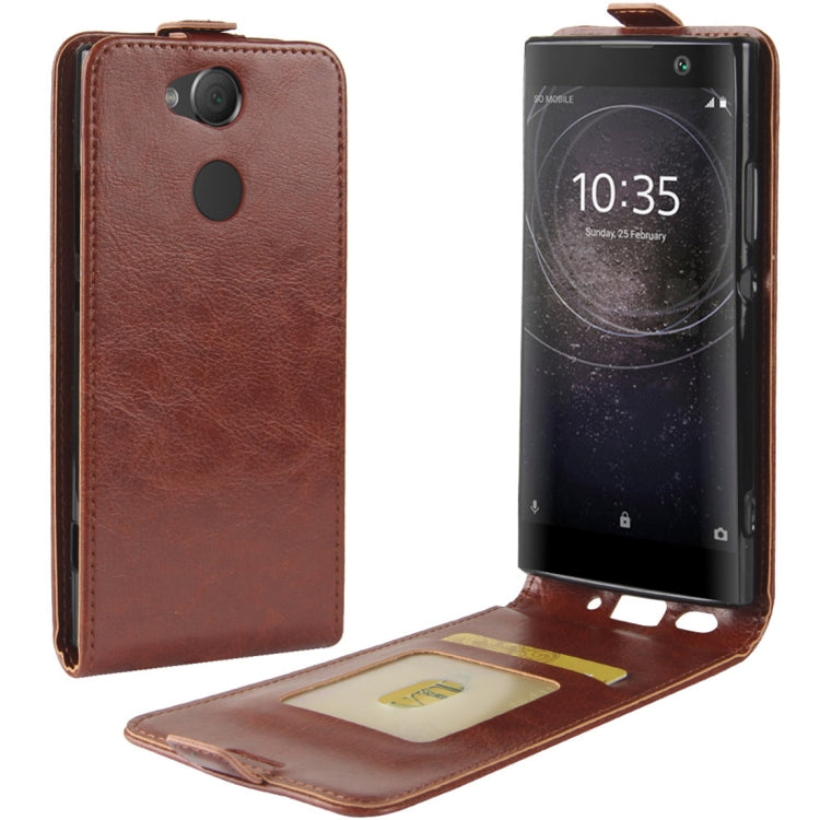 For Sony Xperia XA2 PU + TPU Crazy Horse Texture Vertical Flip Leather Case with Card Slots & Photo Frame