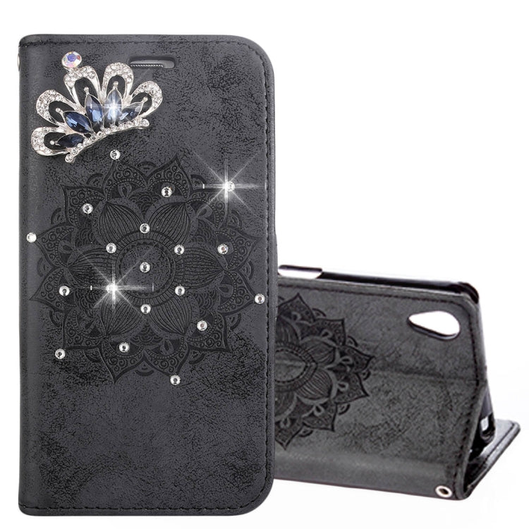 For Sony Xperia XA Mandragora Pattern Crystal Encrusted Horizontal Flip Leather Case with Card Slot & Holder & Wallet & Lanyard