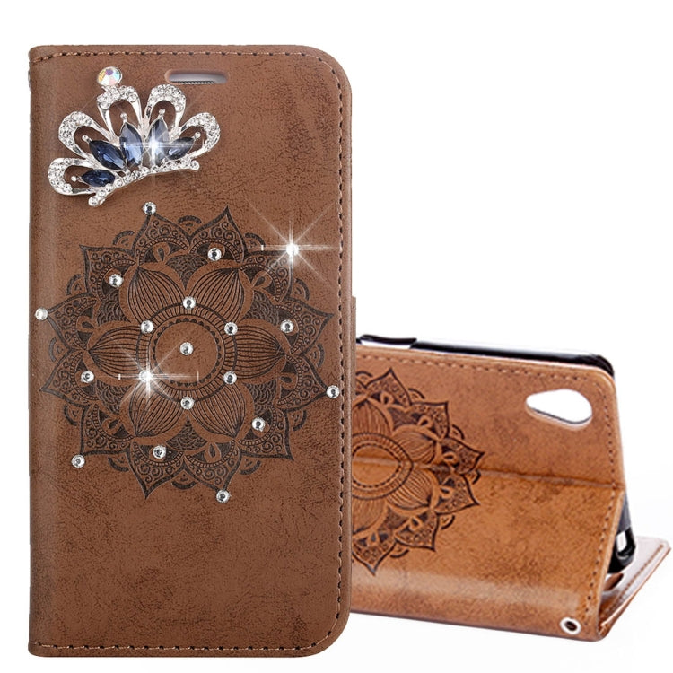 For Sony Xperia XA Mandragora Pattern Crystal Encrusted Horizontal Flip Leather Case with Card Slot & Holder & Wallet & Lanyard