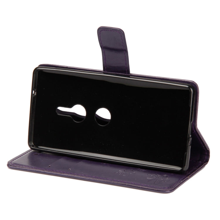 For Sony Xperia XZ2 Lotus Butterfly Pattern Horizontal Flip Leather Case with Holder & Card Slots & Wallet & Lanyard