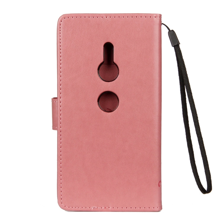 For Sony Xperia XZ2 Lotus Butterfly Pattern Horizontal Flip Leather Case with Holder & Card Slots & Wallet & Lanyard