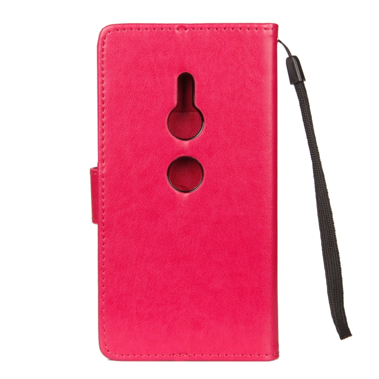 For Sony Xperia XZ2 Lotus Butterfly Pattern Horizontal Flip Leather Case with Holder & Card Slots & Wallet & Lanyard