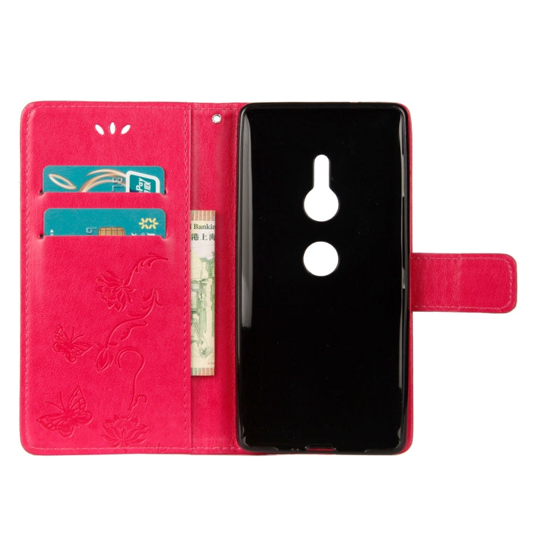 For Sony Xperia XZ2 Lotus Butterfly Pattern Horizontal Flip Leather Case with Holder & Card Slots & Wallet & Lanyard