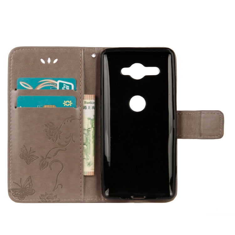 For Sony Xperia XZ2 Compact Lotus Butterfly Pattern Horizontal Flip Leather Case with Holder & Card Slots & Wallet & Lanyard