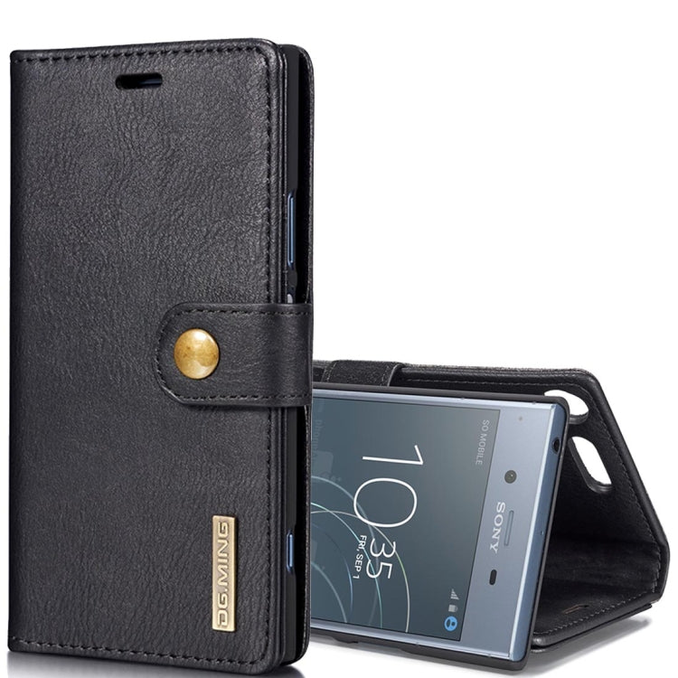 DG.MING for Sony Xperia XZ1 Crazy Horse Texture Horizontal Flip Detachable Magnetic Protective Case with Holder & Card Slots & Wallet