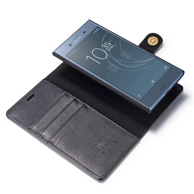 DG.MING for Sony Xperia XZ1 Crazy Horse Texture Horizontal Flip Detachable Magnetic Protective Case with Holder & Card Slots & Wallet