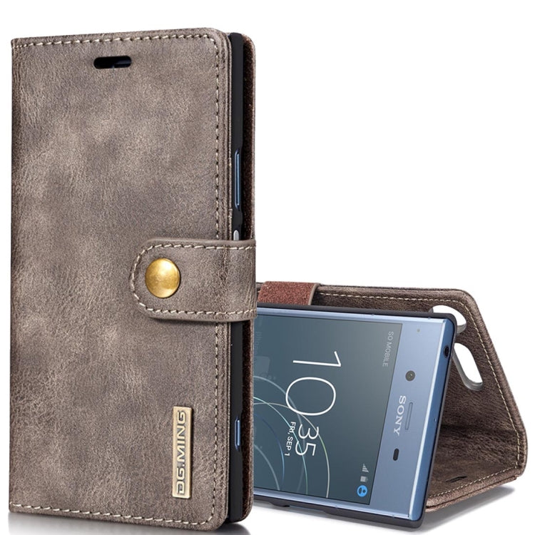 DG.MING for Sony Xperia XZ1 Crazy Horse Texture Horizontal Flip Detachable Magnetic Protective Case with Holder & Card Slots & Wallet