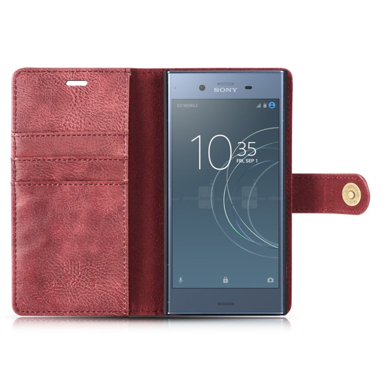 DG.MING for Sony Xperia XZ1 Crazy Horse Texture Horizontal Flip Detachable Magnetic Protective Case with Holder & Card Slots & Wallet
