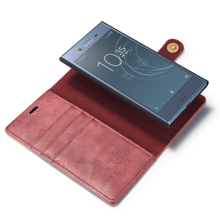 DG.MING for Sony Xperia XZ1 Crazy Horse Texture Horizontal Flip Detachable Magnetic Protective Case with Holder & Card Slots & Wallet