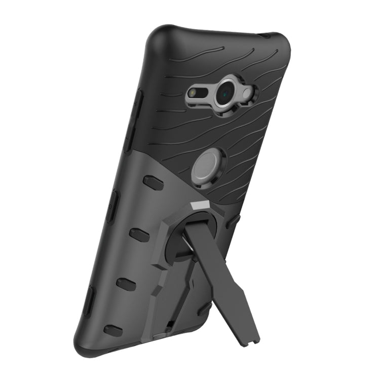 For Sony Xperia XZ2 Compact PC + TPU Dropproof Sniper Hybrid Protective Back Case with 360 Degree Rotation Holder