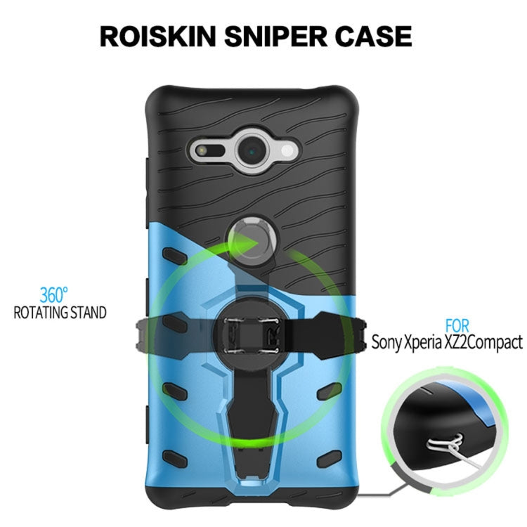 For Sony Xperia XZ2 Compact PC + TPU Dropproof Sniper Hybrid Protective Back Case with 360 Degree Rotation Holder