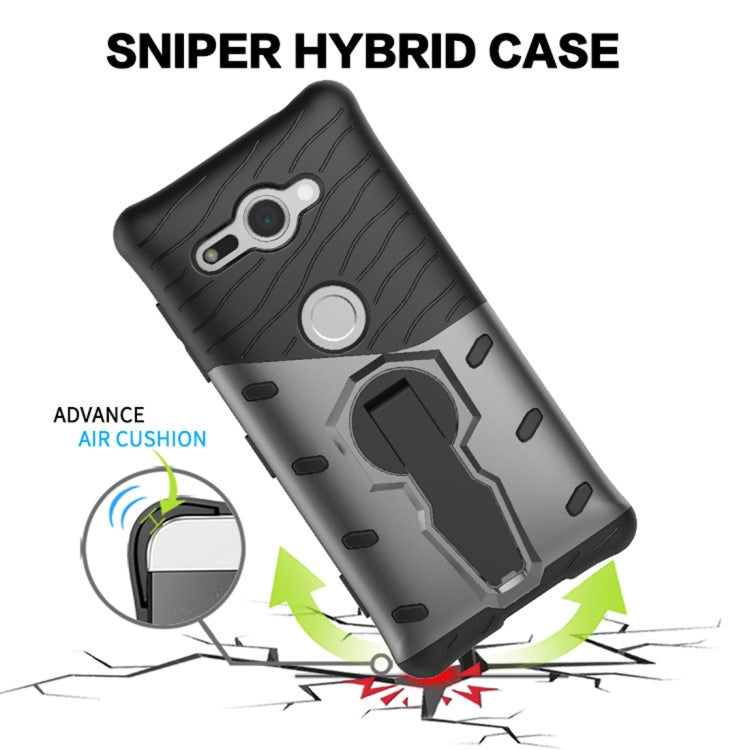 For Sony Xperia XZ2 Compact PC + TPU Dropproof Sniper Hybrid Protective Back Case with 360 Degree Rotation Holder