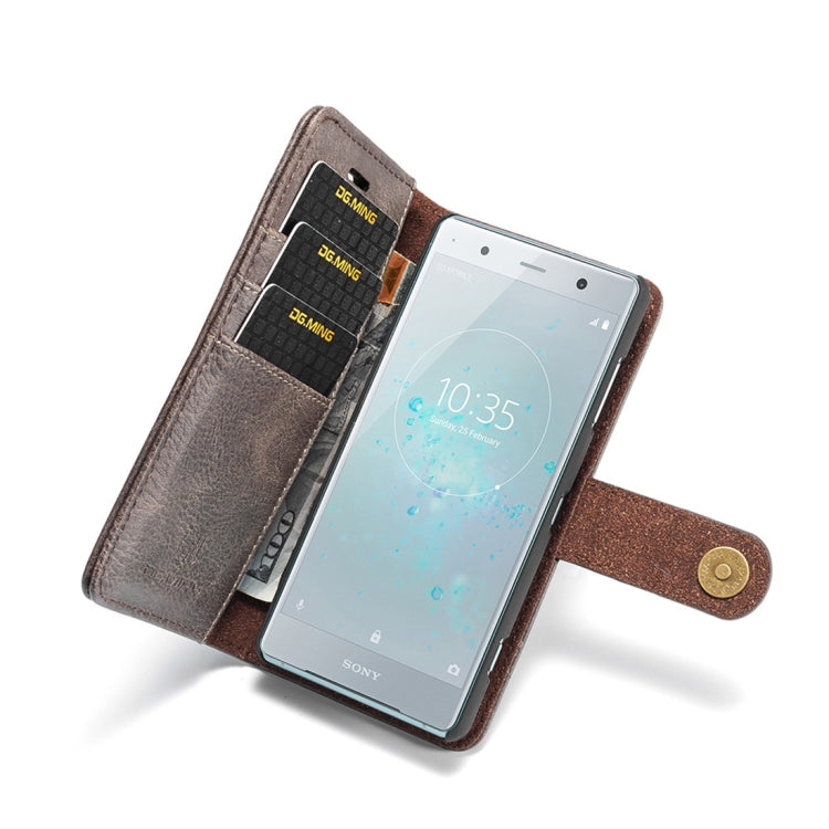 Crazy Horse Texture Flip Detachable Magnetic Leather Case for Sony Xperia XZ2 Compact, with Holder & Card Slots & Wallet