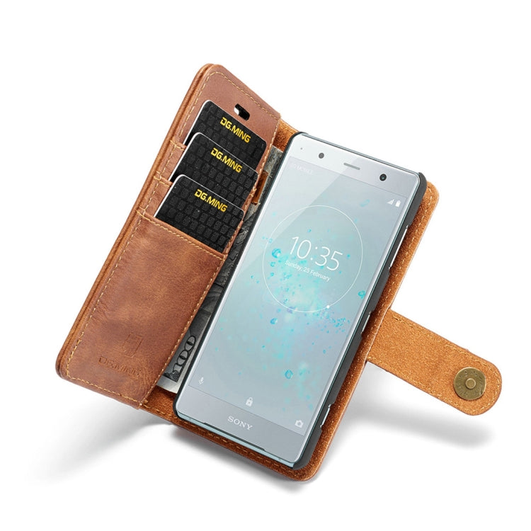 Crazy Horse Texture Flip Detachable Magnetic Leather Case for Sony Xperia XZ2 Compact, with Holder & Card Slots & Wallet