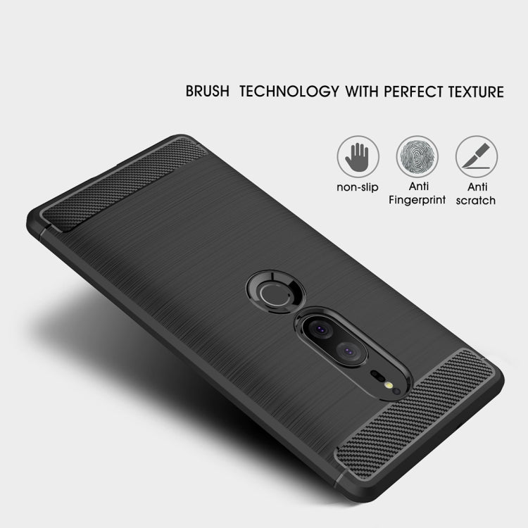 Brushed Texture Carbon Fiber Shockproof TPU Case for Sony Xperia XZ2 Premium