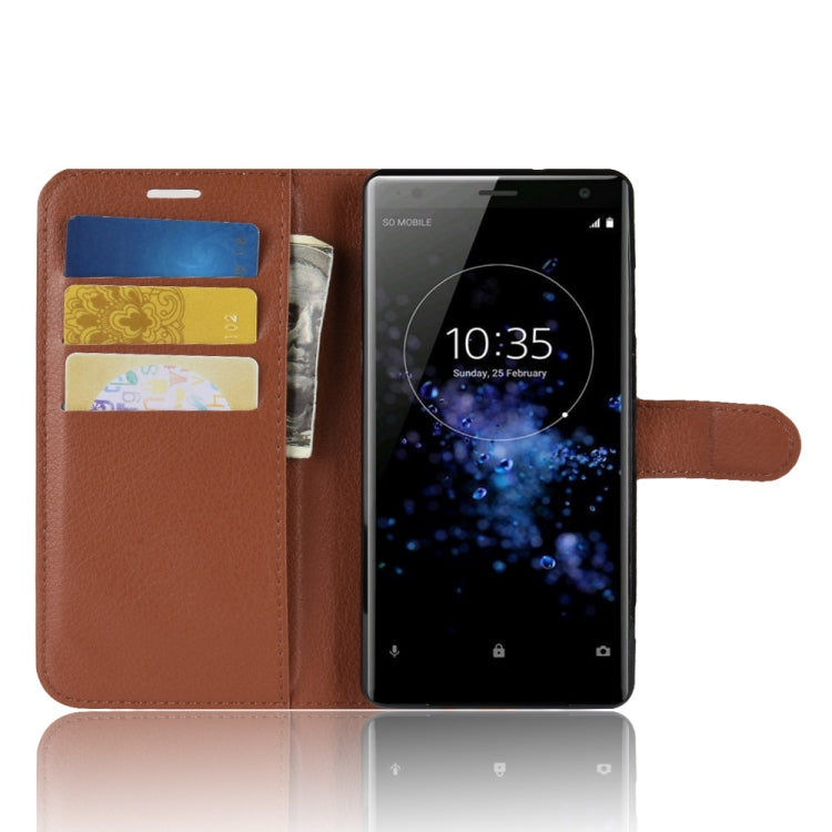 Litchi Texture Horizontal Flip Leather Case with Wallet & Holder & Card Slots For Sony Xperia XZ3