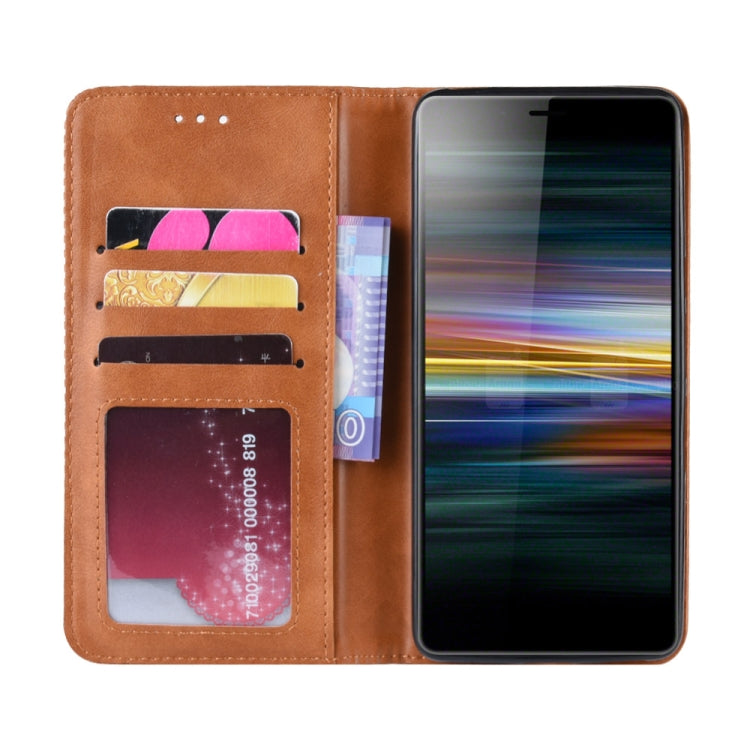 Magnetic Snap Retro Crazy Horse Texture Horizontal Flip Leather Case for Sony Xperia L3, with Holder & Card Slots & Photo Frame