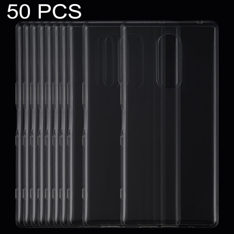 50 PCS 0.75mm Ultrathin Transparent TPU Soft Protective Case for Sony Xperia 1 / Xperia XZ4