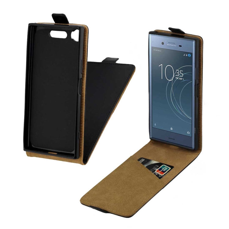 For Sony Xperia XZ1 TPU Business Style Vertical Flip Protective Leather Case with Card Slot(Black)