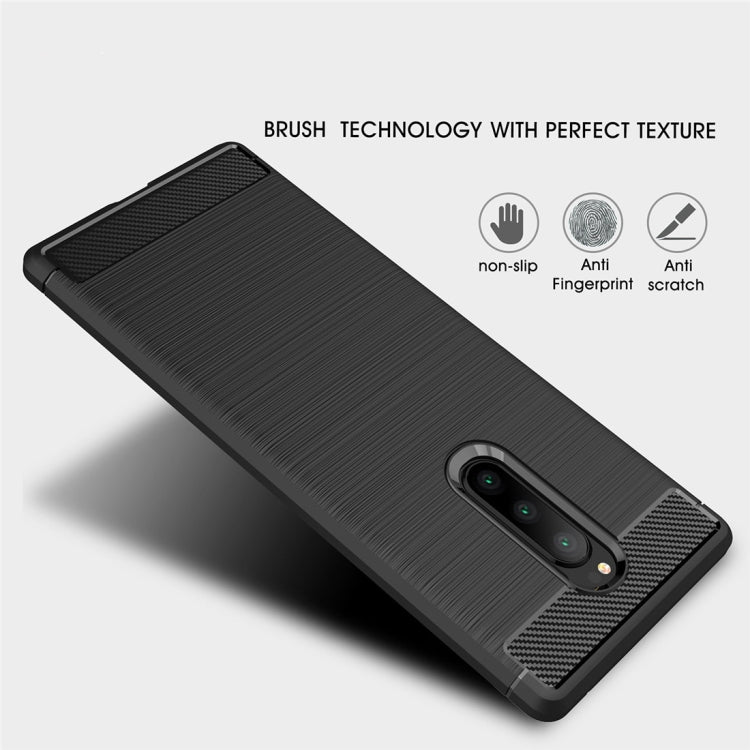 Brushed Texture Carbon Fiber Shockproof TPU Case for Sony Xperia XZ4 / Xperia 1