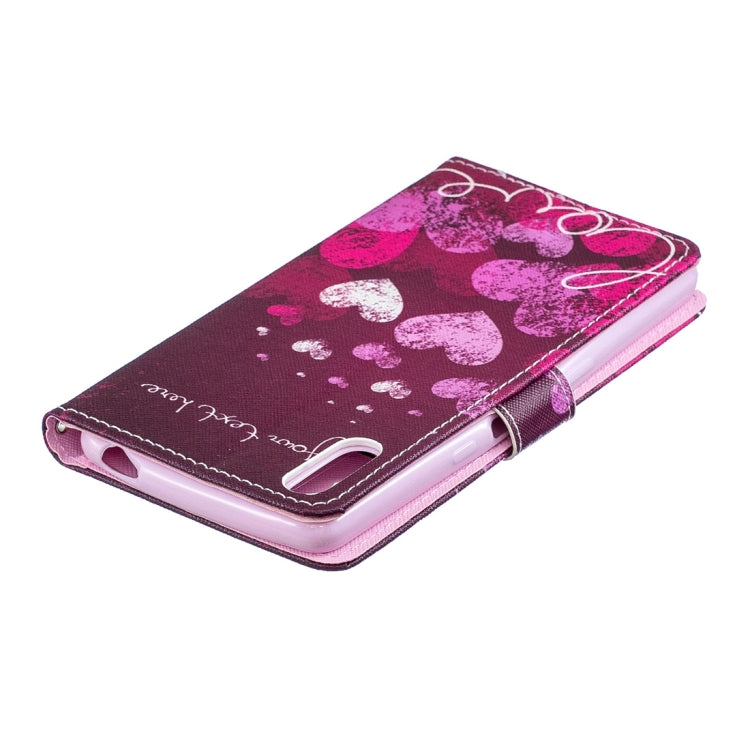 Letter and Heart Pattern Horizontal Flip Leather Case for Sony Xperia L3, with Holder & Card Slots & Wallet