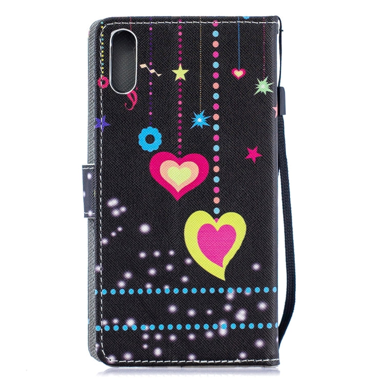 Colored Heart Pattern Horizontal Flip Leather Case for Sony Xperia L3, with Holder & Card Slots & Wallet