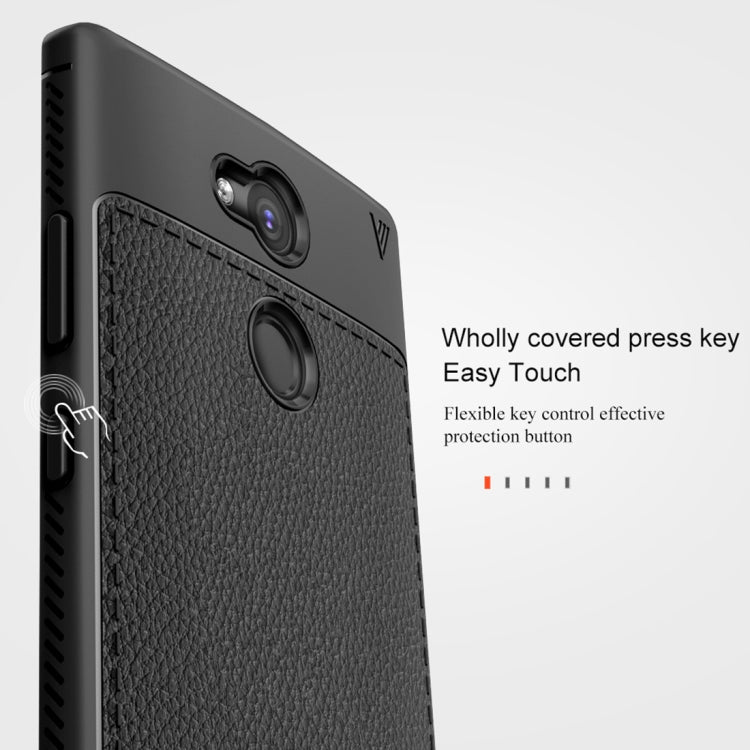 Lenuo Leshen Series for Sony Xperia L2 TPU Litchi Texture Dropproof Protective Back Cover Case