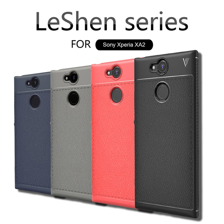 Lenuo Leshen Series for Sony Xperia XA2 TPU Litchi Texture Dropproof Protective Back Cover Case