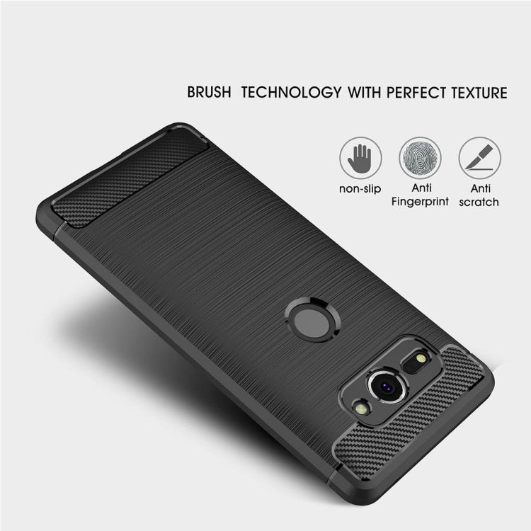 For Sony Xperia XZ2 Compact Brushed Texture Carbon Fiber Shockproof TPU Protective Back Case
