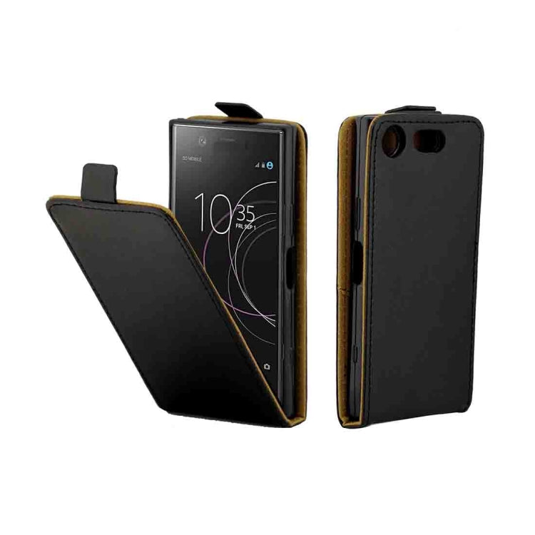 For Sony Xperia XZ1 Compact Vertical Flip Leather Protective Back Cover Case with Card Slot(Black)