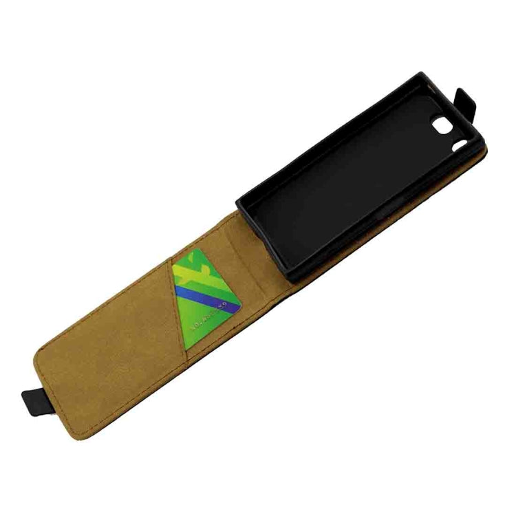 For Sony Xperia XZ1 Compact Vertical Flip Leather Protective Back Cover Case with Card Slot(Black)